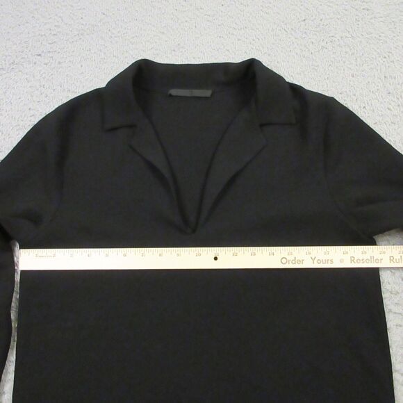 Jenni Kayne Womens Crepe‎ Georgette Shirt Top size M Polo Collar Blouse Black - Picture 7 of 9